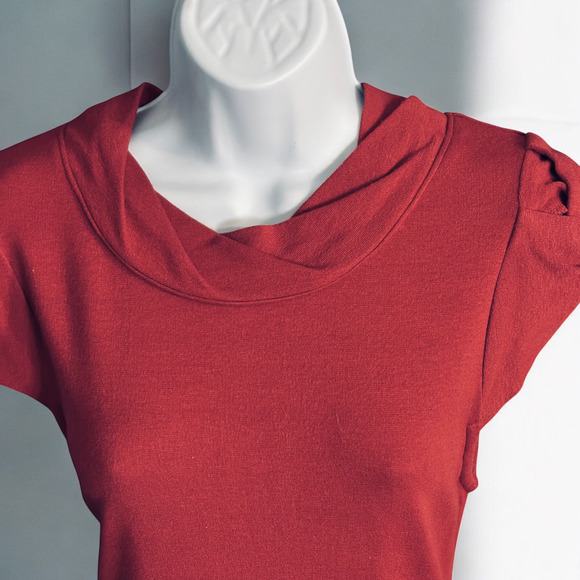 Yoana Baraschi Anthro Red Bodycon Dress Career Party Pockets Cap Sleeve Size 6 - Picture 5 of 10